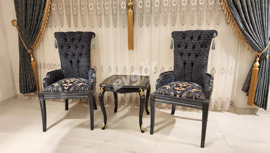 Piraye Mavi Sandalyeler + Sehpa (Hemen Teslim) - 2