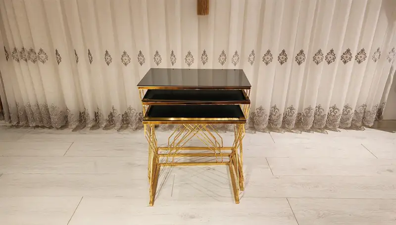 Prime Gold Camlı Zigon Sehpa (Hemen Teslim) - 1