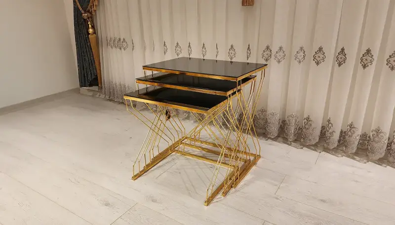 Prime Gold Camlı Zigon Sehpa (Hemen Teslim) - 2