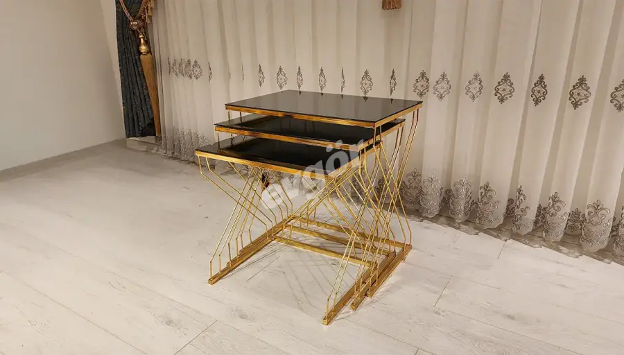 Prime Gold Camlı Zigon Sehpa (Hemen Teslim) - 2