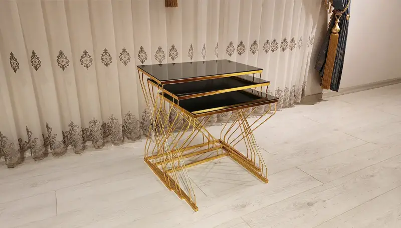 Prime Gold Camlı Zigon Sehpa (Hemen Teslim) - 3