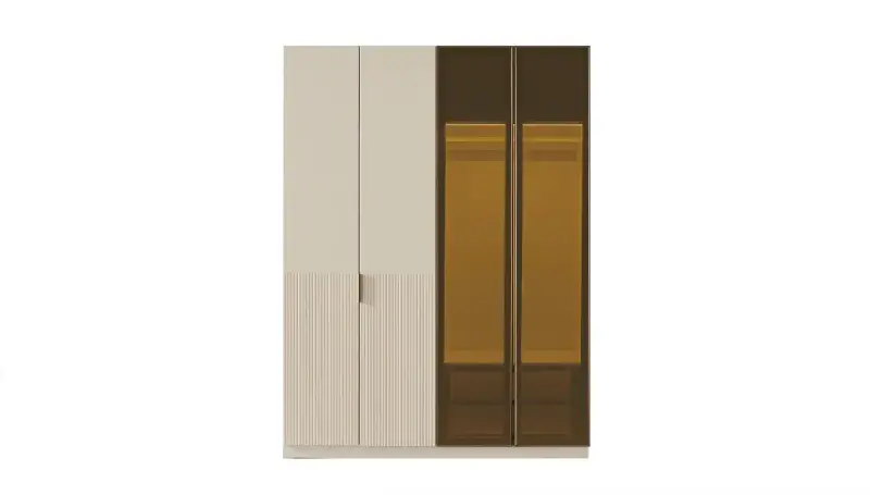 Rozalin Modern Gardırop ( 2 Camlı + 2 Boyalı Kapak) 