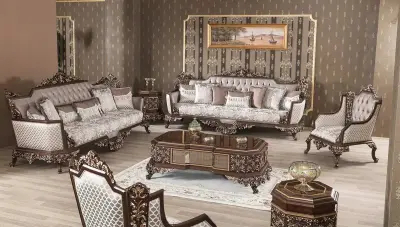 Versace Walnut Sofa Set - Thumbnail