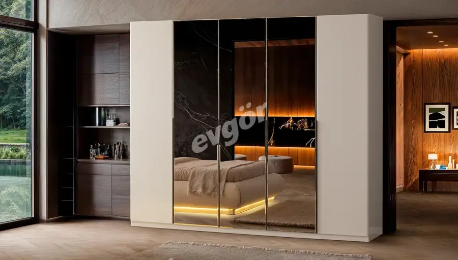 Vienna Modern 3 Ayna + 2 Boya Kapaklı Dolap - 1