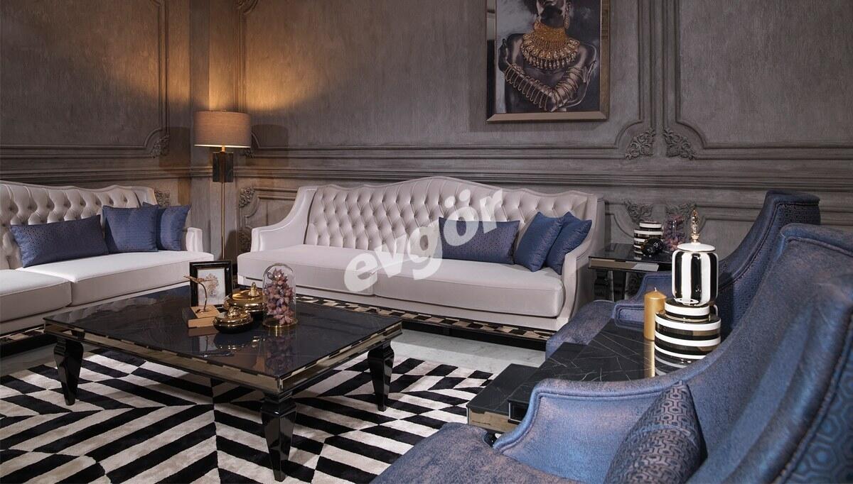 Watson Parlak Black Sofa Set
