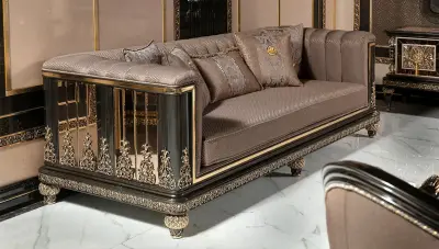 Yoros Classic Leafy Sofa Set - Thumbnail
