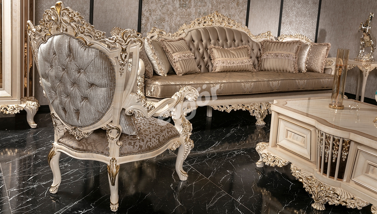 Zarafet Beyaz Klasik Tekli Koltuk