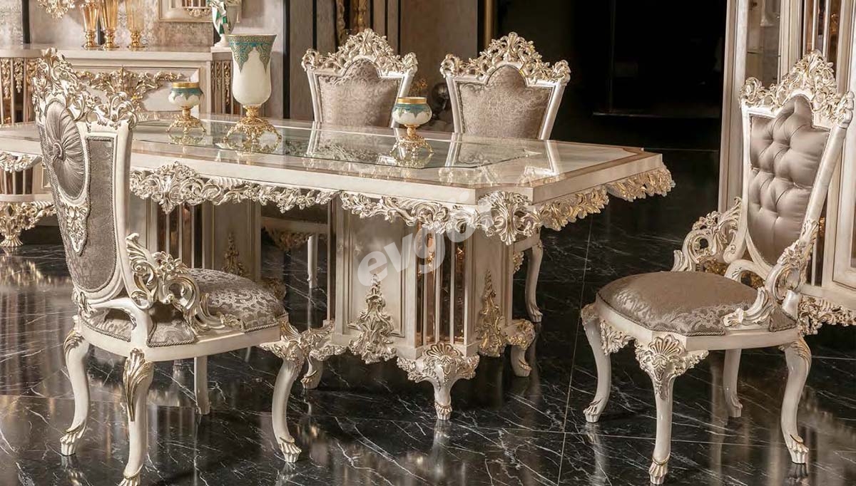 Zarafet Beyaz Klasik Yemek Odası - 2