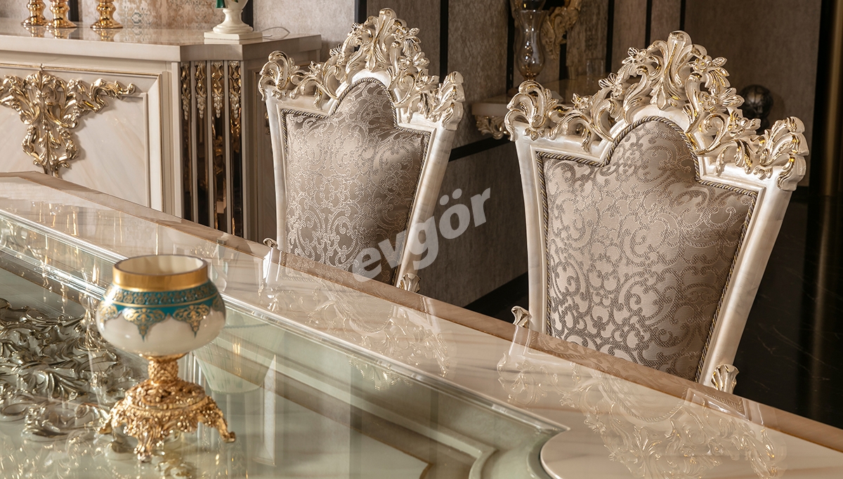 Zarafet Beyaz Klasik Yemek Odası - 3