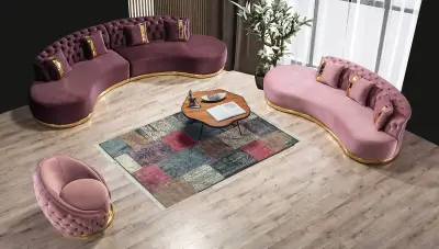 Zeta Pembe Dilimli Chester Koltuk Takımı - 2