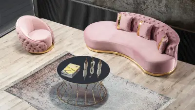 Zeta Pembe Dilimli Chester Koltuk Takımı - 5