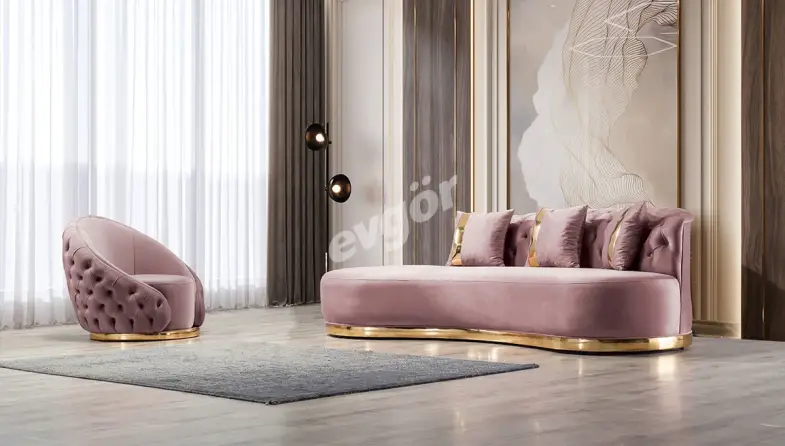 Zeta Pembe Dilimli Chester Koltuk Takımı - 6
